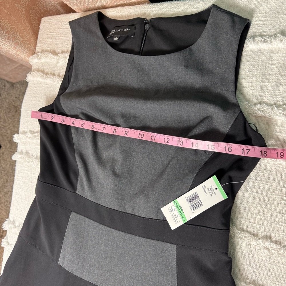Jones New York NWT Black Gray Sleeveless Career Business Dress A-Line Sz 8 - Picture 4 of 10